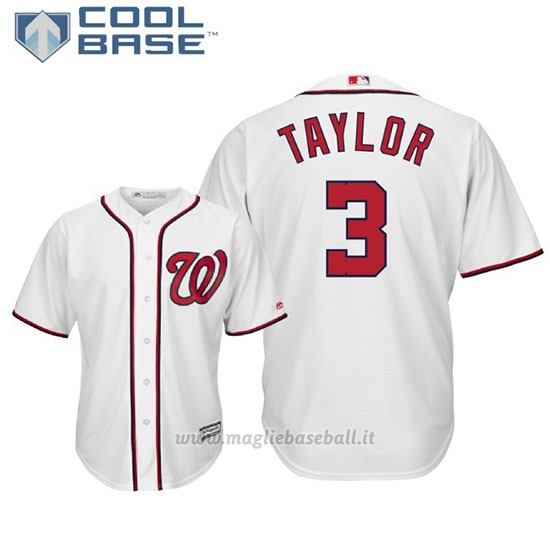 Maglia Baseball Uomo Washington Nationals Michael Taylor Cool Base Majestic 1ªBianco